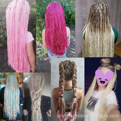 10 Piece Small Long Inch Low Temperature  Colorful Pure Color rope Wholesale Straight Braid Hair extensions Crochet Hair